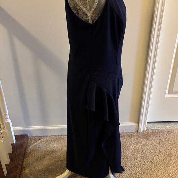 Betsy & Adam Midnight Blue Asymmetrical Dress - Picture 2 of 5